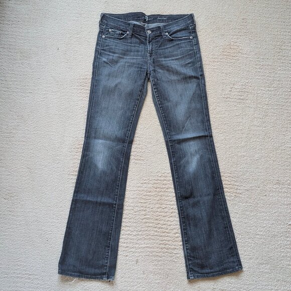 7 For All Mankind Bootcut Jeans Women's 29 x 34.5 Long Pants Stretch Rocker Blue - Picture 1 of 16
